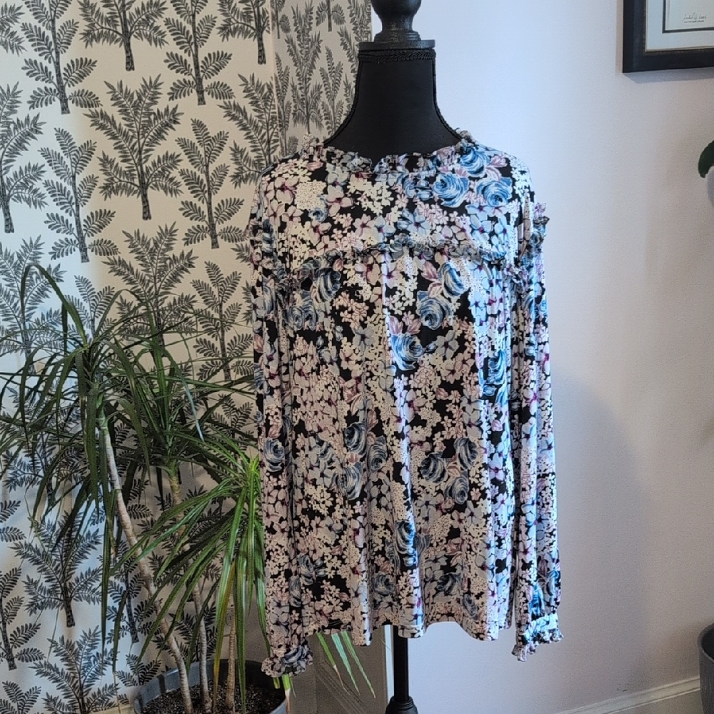 Karl Lagerfeld Floral Blouse - Blue and Pink
